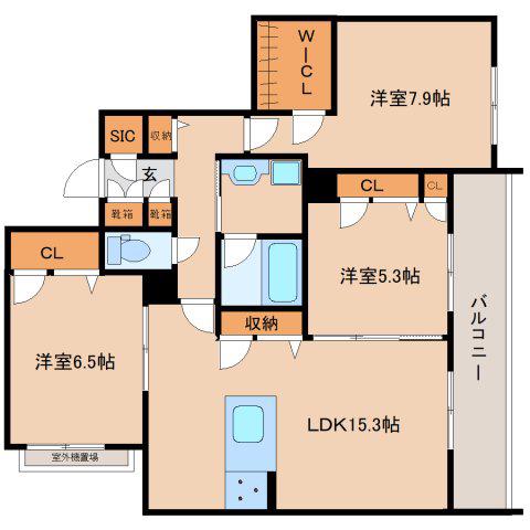 シャーメゾン オークルート奈良(3LDK/3階)の間取り写真