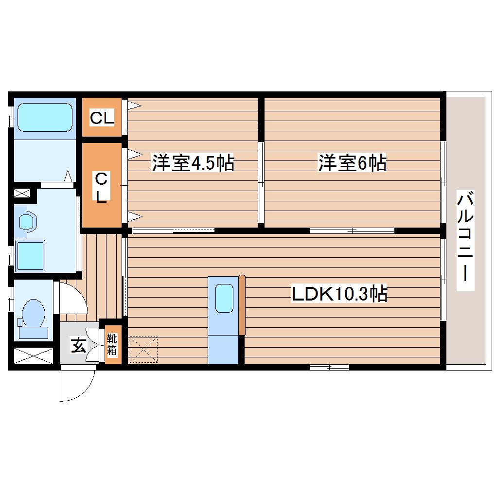 ハイムアルファ(2LDK/1階)の間取り写真