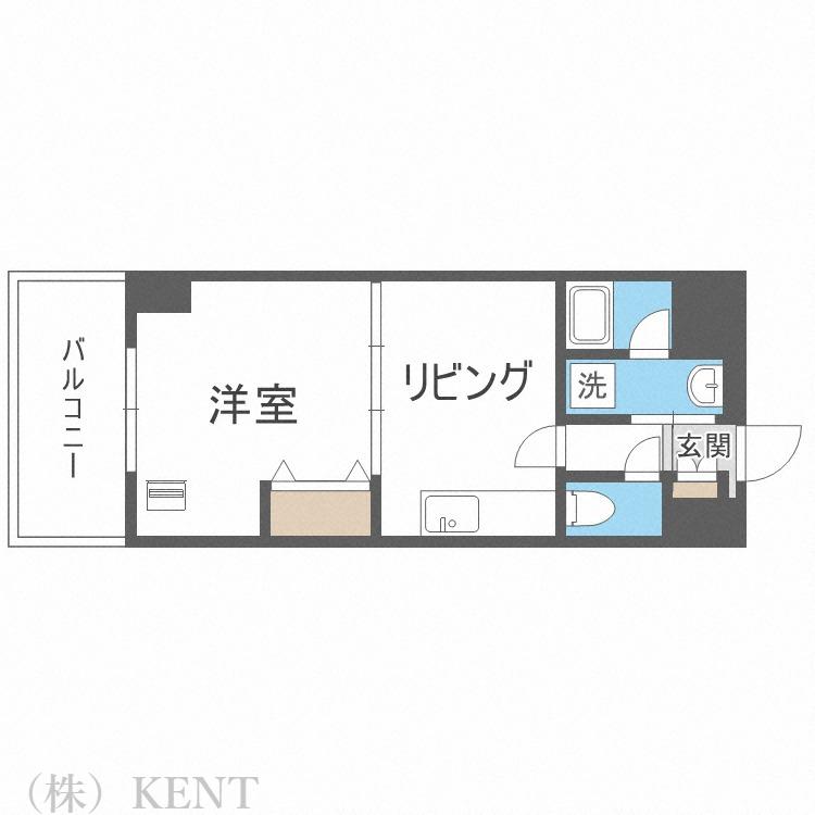 ターフサイド桑園(1DK/3階)の間取り写真