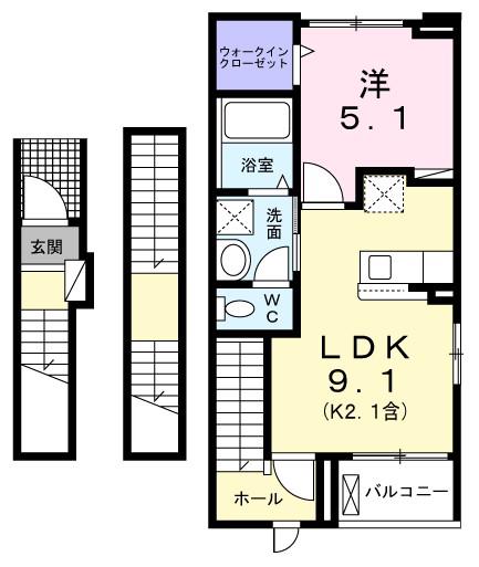 ブリュームII(1LDK/3階)の間取り写真