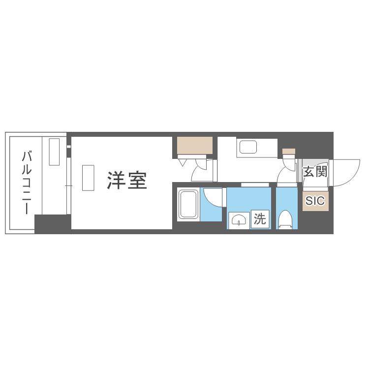 レオンヴァリエ長堀通(1K/2階)の間取り写真