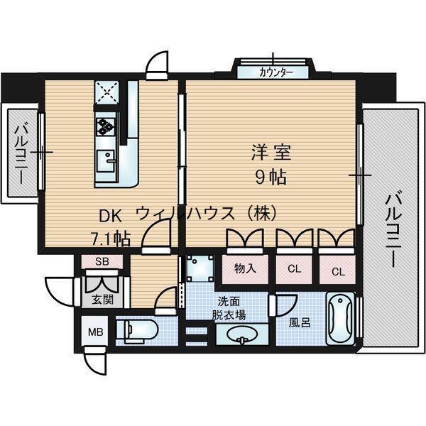 KAISEI堺(1DK/4階)の間取り写真
