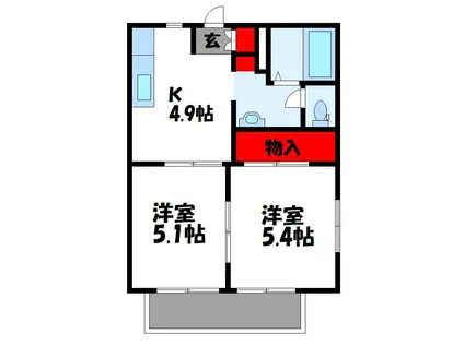 リゼール彩II(2DK/1階)の間取り写真