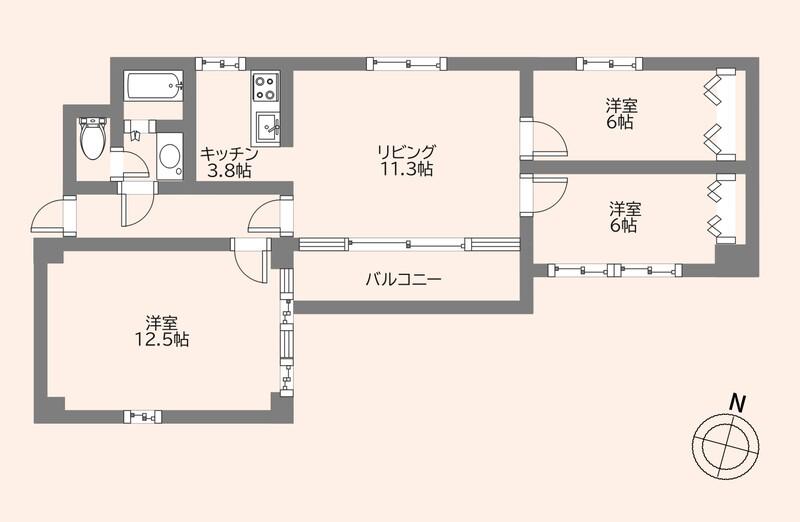 ニューフジマンション(3LDK/6階)の間取り写真