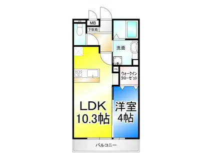 フローラ稲葉(1LDK/3階)の間取り写真