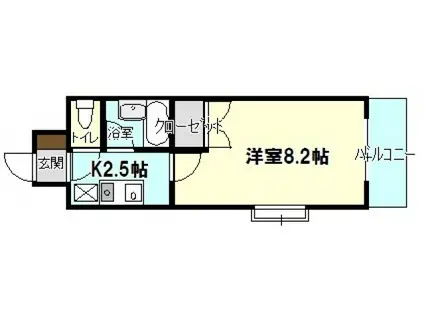 アコルトウエハラ(1K/2階)の間取り写真