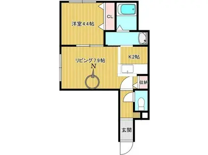 エスパス・デュ・ノール(1LDK/4階)の間取り写真