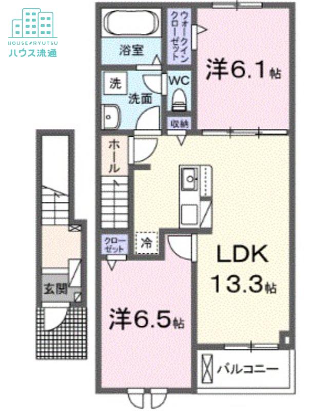エミネント長田II(2LDK/2階)の間取り写真