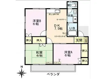 メゾンワイズ(3DK/1階)の間取り写真