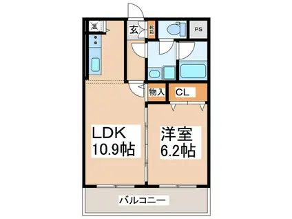 フォレシティ上田千曲(1LDK/1階)の間取り写真