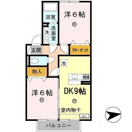 メゾン・フローラA(2DK/2階)の間取り写真
