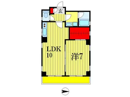 フェリークス院内(1LDK/2階)の間取り写真