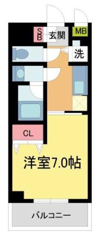 CODE西宮甲子園口(1K/3階)の間取り写真