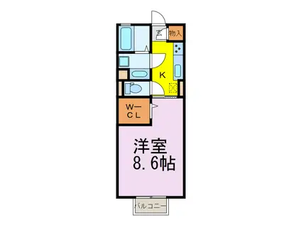 メゾン ボヌール B(1K/1階)の間取り写真