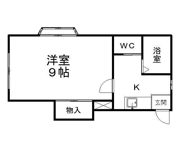 ホワイトキャッスル26番館(1K/2階)の間取り写真