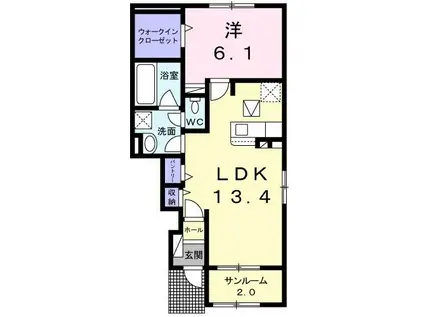 アルカンシエル(1LDK/1階)の間取り写真