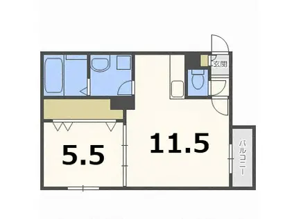 ローワン(1LDK/4階)の間取り写真