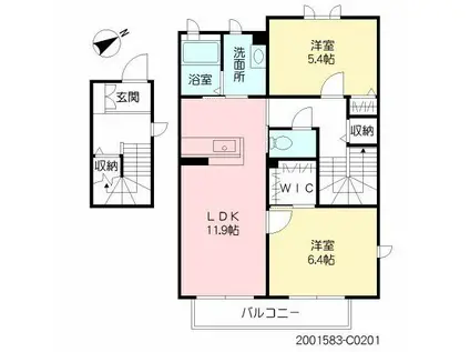 クラヴィエ石坂 C (2LDK/2階)の間取り写真