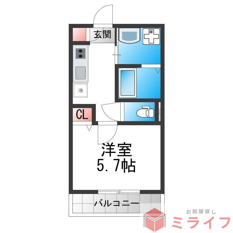 RN平野(1K/2階)の間取り写真