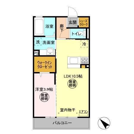 パークドオートム D(1LDK/3階)の間取り写真
