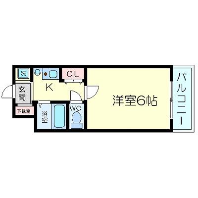 エステムコート梅田茶屋町デュアルスペース(1K/4階)の間取り写真