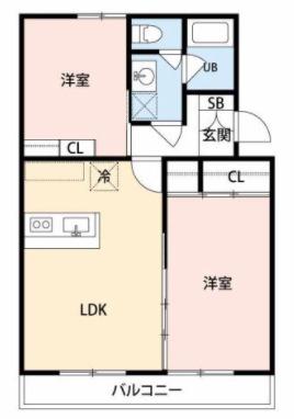 マンションカメリアII(2LDK/1階)の間取り写真