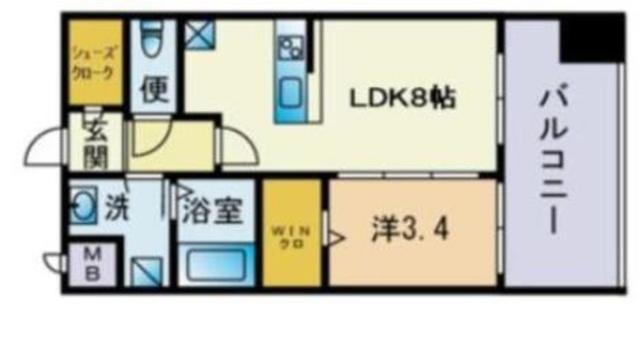 トラストレジデンス博多駅南(1LDK/14階)の間取り写真