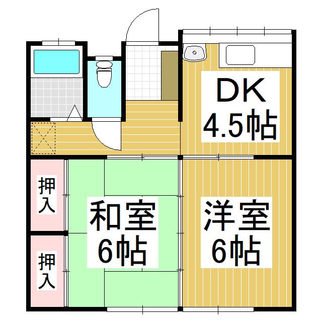 ヴィラ・デステ(2DK/2階)の間取り写真