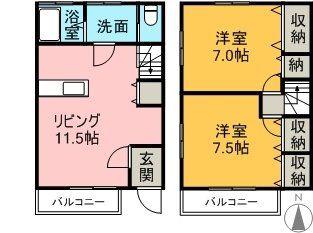 メゾネット坂井(2LDK/1階)の間取り写真