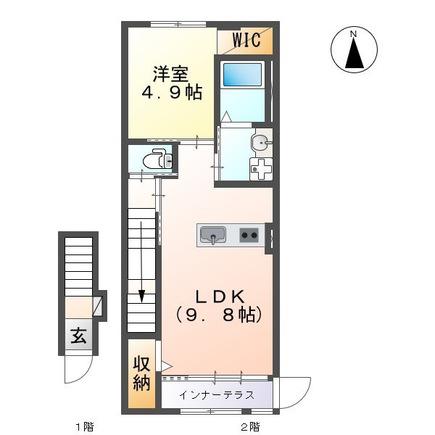 リバティコート H&MIII(1LDK/2階)の間取り写真