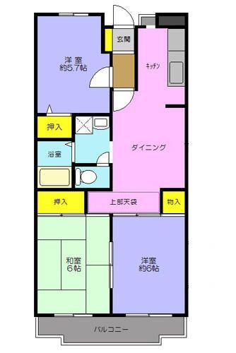 ラークバーレィ(3DK/3階)の間取り写真
