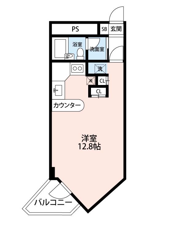 レジデンスセシモ(1K/4階)の間取り写真