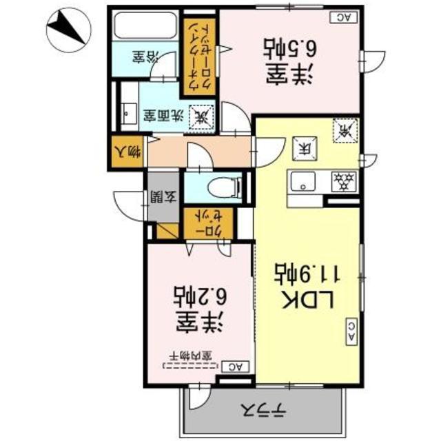 レジデンスヒルトップX(2LDK/1階)の間取り写真