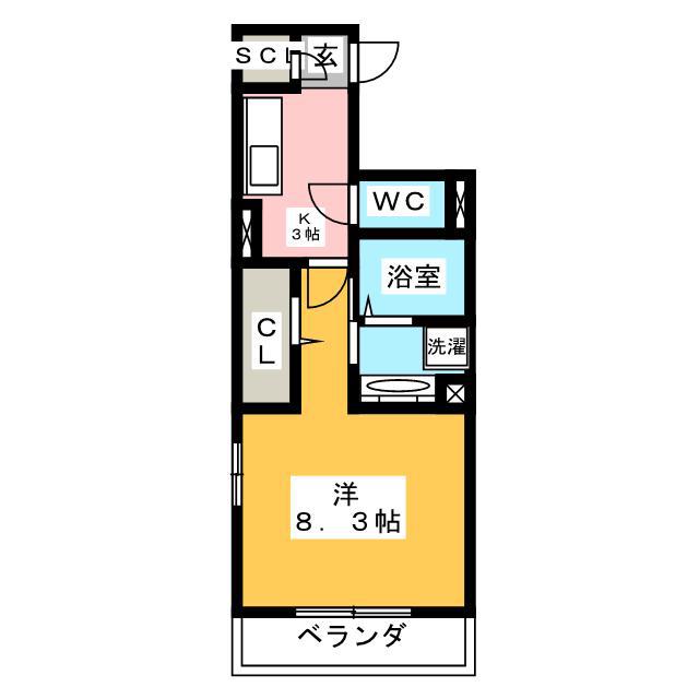 ALLUGE岐阜(1K/3階)の間取り写真