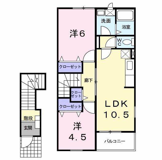 ラ・プラージュミューズ(2LDK/2階)の間取り写真