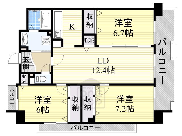 ふじハイツ(3LDK/2階)の間取り写真