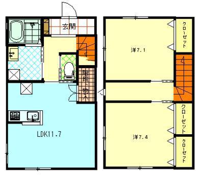 BONHEUR千秋(2LDK/1階)の間取り写真