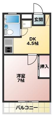 ブランノーヴァ甲府(1DK/1階)の間取り写真