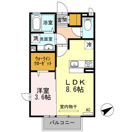 ラーンサバーイII(1LDK/2階)の間取り写真