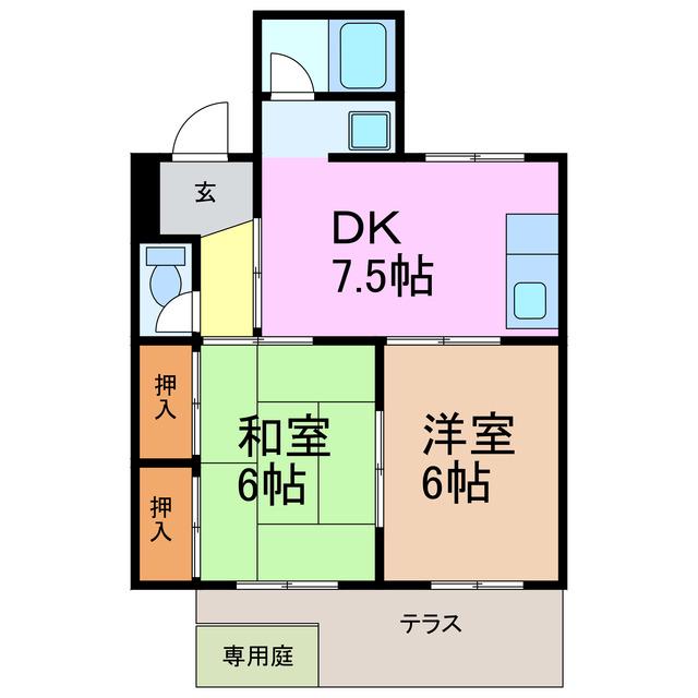 レジデンス神沢(2DK/1階)の間取り写真
