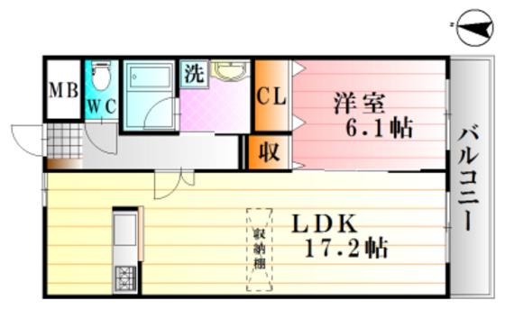アーバンライフ黒川(1LDK/5階)の間取り写真
