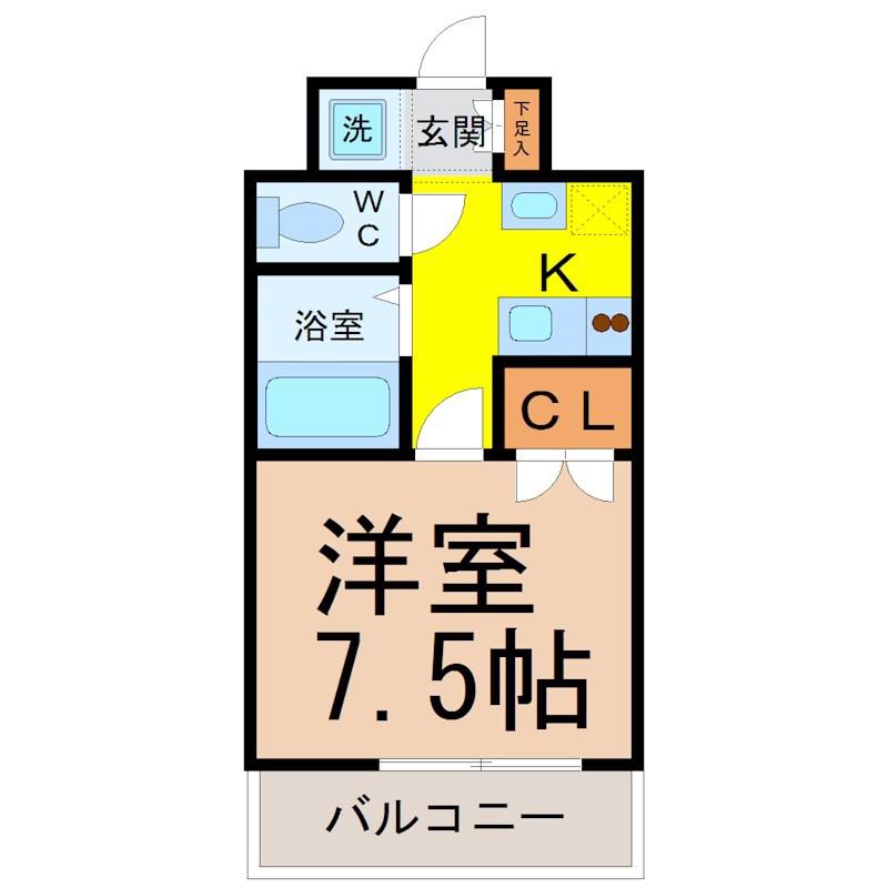 パルティール千種(1K/2階)の間取り写真