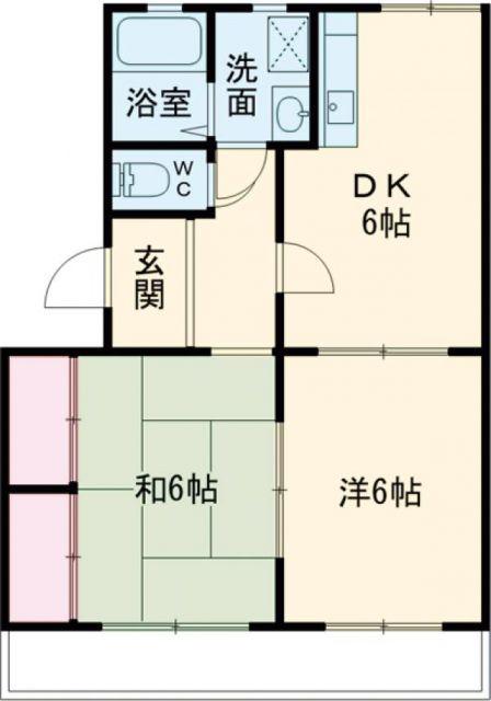ルミナス西向山(2DK/1階)の間取り写真