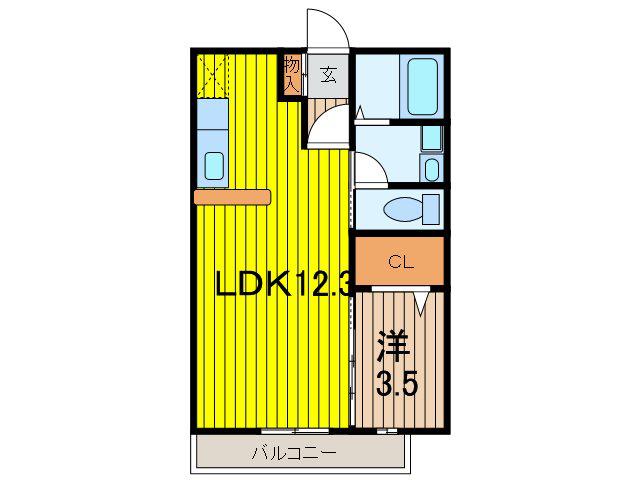 D-ROOM与野公園A(1LDK/1階)の間取り写真