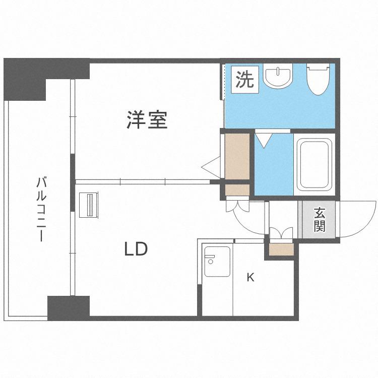 プライマル札幌北4条(1LDK/4階)の間取り写真