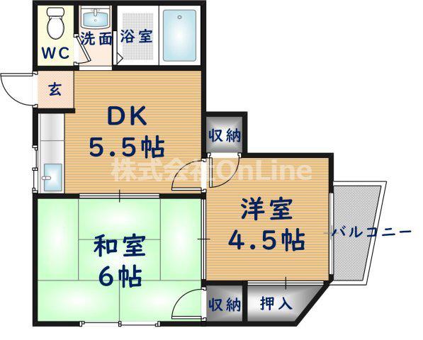 ハウス紫陽花(2DK/2階)の間取り写真