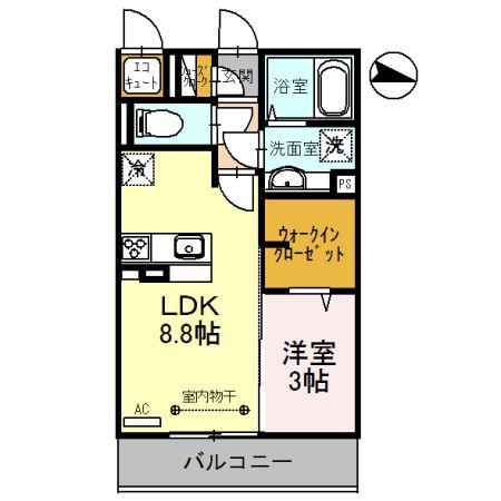 ル・フチュール(1LDK/2階)の間取り写真