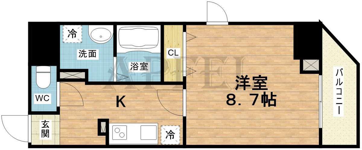 GRANPINO内淡路(1K/7階)の間取り写真