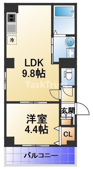 ソリティア都島(1LDK/2階)の間取り写真