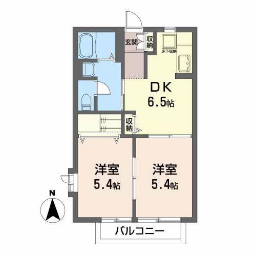 コンフォートA館(2DK/1階)の間取り写真